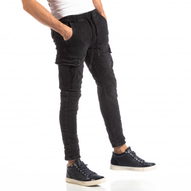 Ανδρικό μαύρο τζιν Cargo Jeans it261018-17 2