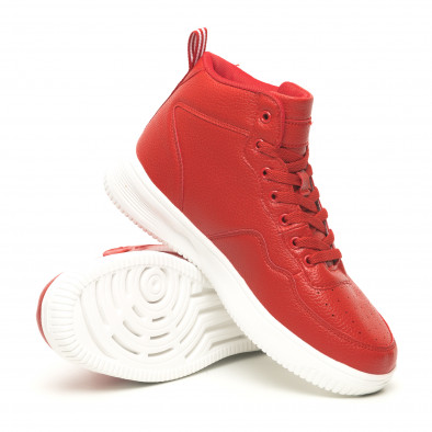 Ανδρικά ψηλά κόκκινα sneakers με Shagreen design it251019-15 4