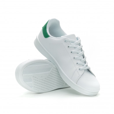 Ανδρικά Basic λευκά sneakers με πράσινη λεπτομέρεια it150319-11 4