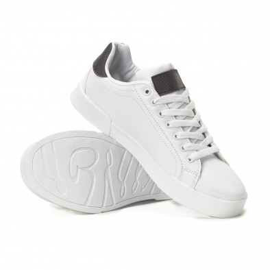 Ανδρικά λευκά Basic sneakers με μαύρες λεπτομέρειες it150818-21 4