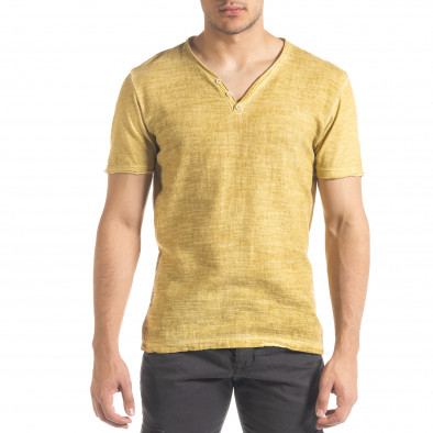 Ανδρική κίτρινη κοντομάνικη μπλούζα Ficko it240420-7 2