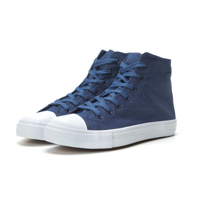 Ανδρικά μπλε sneakers με λευκή σόλα it250119-1 3