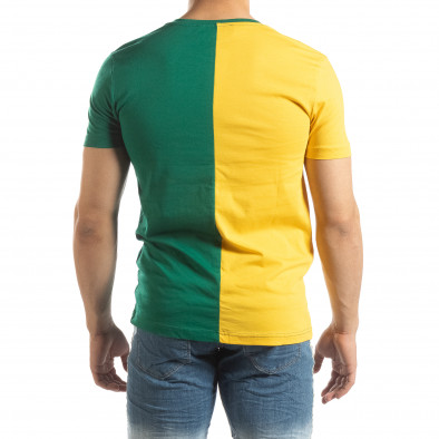Ανδρική πράσινη-κίτρινη κοντομάνικη μπλούζα με πριντ it150419-58 3