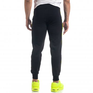 Ανδρική μαύρη βαμβακερή Jogger με νέον ρίγα it071119-5 3