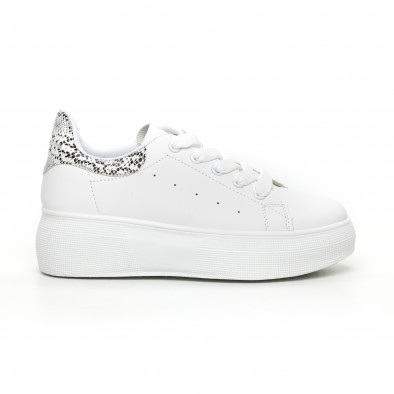 Γυναικεία λευκά sneakers με πλατφορμα και πριντ it130819-59 2