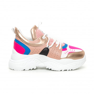 Γυναικεία Chunky αθλητικά παπούτσια ροζ και μπλέ it130819-65 2