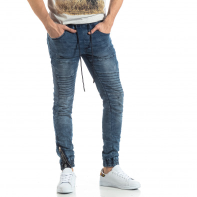 Ανδρικό μπλε τζιν Jogger Jeans σε ροκ στυλ it210319-10 2