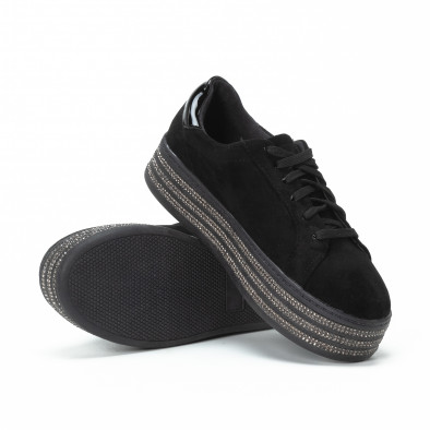 Γυναικεία μαύρα sneakers με στρασάκια και πλατφόρμα it150818-44 4