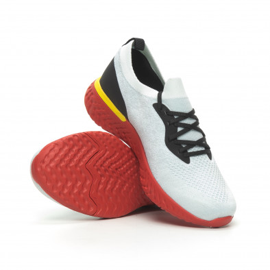 Ανδρικά γκρι μελάνζ αθλητικά παπούτσια με κόκκινη σόλα it100519-1 4