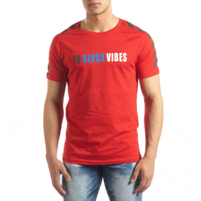 Ανδρική κόκκινη κοντομάνικη μπλούζα με λεπτομέρειες στα μανίκια it150419-79 3