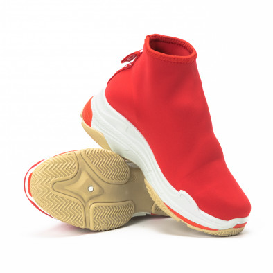 Γυναικεία κόκκινα Slip-on sneakers από νεοπρέν ύφασμα it150818-25 4