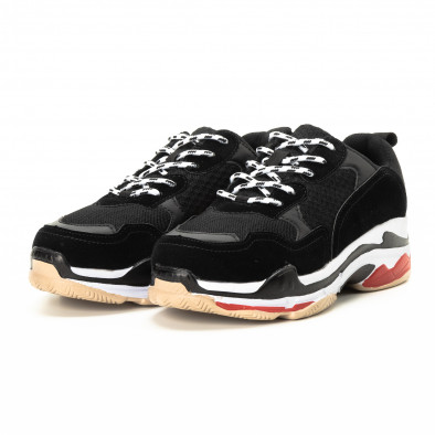 Ανδρικά αθλητικά παπούτσια σε μαύρο και κόκκινο με χοντρή σόλα it221018-41 3