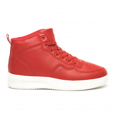 Ανδρικά ψηλά κόκκινα sneakers με Shagreen design it251019-15 2