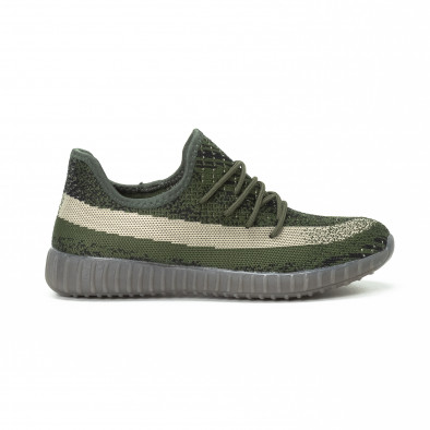 Ανδρικά πράσινα αθλητικά παπούτσια από πλεκτό ύφασμα it150818-7 2