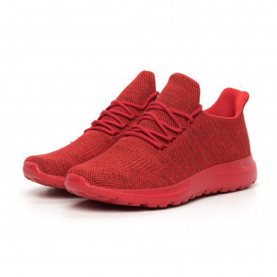 Ανδρικά κόκκινα μελάνζ αθλητικά παπούτσια με διακόσμηση it130819-11 3