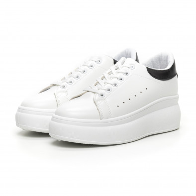Γυναικεία λευκά sneakers με κρυφή πλατφόρμα it260919-54 3