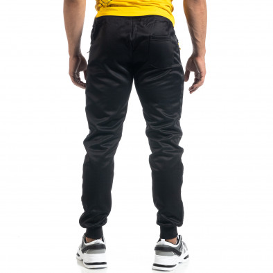 Ανδρική μαύρη Jogger με πριντ ρίγα Black Sport it041019-1 3