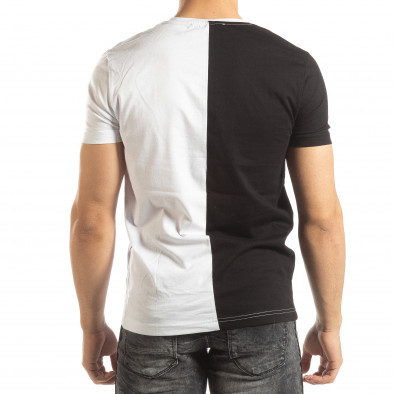 Ανδρικό ασπρόμαυρο κοντομάνικο μπλουζάκι με πριντ it150419-57 3