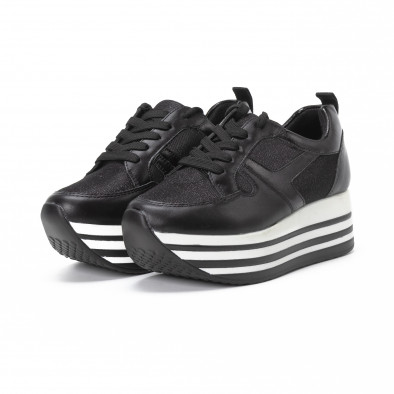 Γυναικεία μαύρα sneakers με χρυσόσκονη και πλατφόρμα it150818-29 3