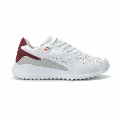 Ανδρικά λευκά αθλητικά παπούτσια με διακοσμήσεις ελαφρύ μοντέλο it250119-17 2