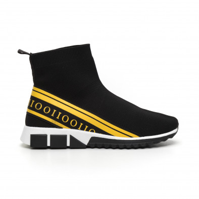 Ανδρικά αθλητικά παπούτσια τύπου κάλτσα με κίτρινη ρίγα it260919-11 2