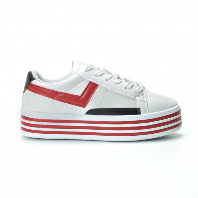 Γυναικεία λευκά sneakers με πλατφόρμα και πολύχρωμες λεπτομέρειες it250119-36 2