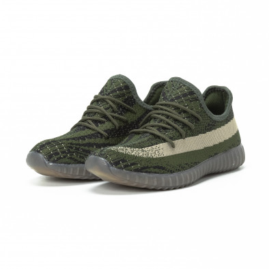 Ανδρικά πράσινα αθλητικά παπούτσια από πλεκτό ύφασμα it150818-7 3