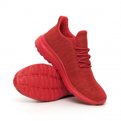 Ανδρικά κόκκινα μελάνζ αθλητικά παπούτσια με διακόσμηση it130819-11 4