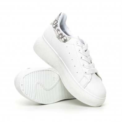 Γυναικεία λευκά sneakers με πλατφορμα και πριντ it130819-59 3