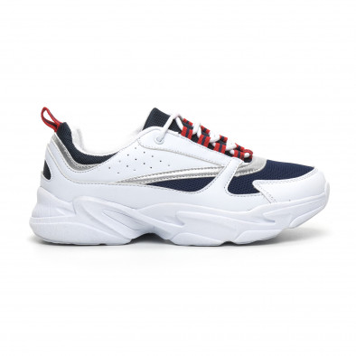 Ανδρικά λευκά-μπλε αθλητικά παπούτσια ελαφρύ μοντέλο it260919-8 2