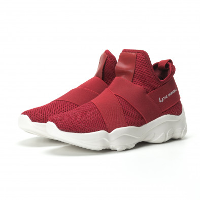Slip- on ανδρικά κόκκινα αθλητικά παπούτσια με λάστιχα it250119-9 3