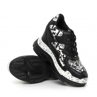 Γυναικεία μαύρα αθλητικά παπούτσια με κρυφή πλατφόρμα it130819-40 4