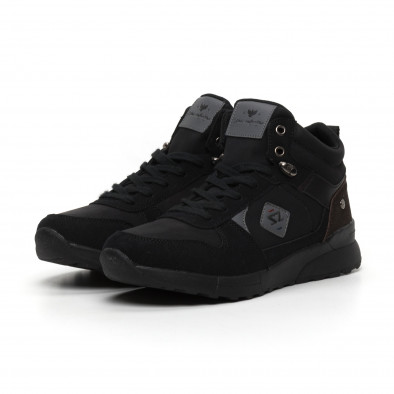 Ανδρικά μαύρα αθλητικά μποτάκια τύπου sneakers it260919-45 4