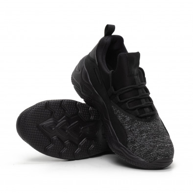 Ανδρικά μαύρα μελάνζ αθλητικά παπούτσια ελαφρύ μοντέλο it240419-21 4