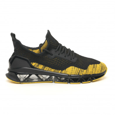 Ανδρικά μαύρα-κίτρινα αθλητικά παπούτσια Knife it251019-23 3