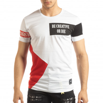 Ανδρική λευκή κοντομάνικη μπλούζα Be Creative it150419-66 2