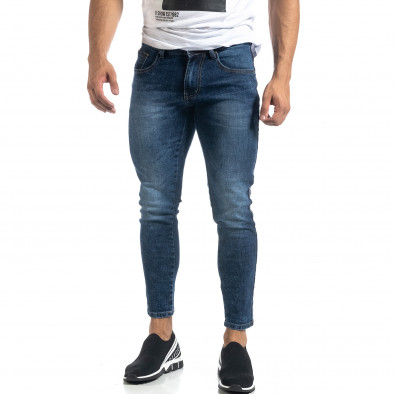 Cropped ανδρικό γαλάζιο τζιν με ρίγα Slim fit it041019-26 3