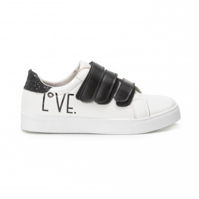 Γυναικεία λευκά sneakers με μαύρες λεπτομέρειες it150818-57 2