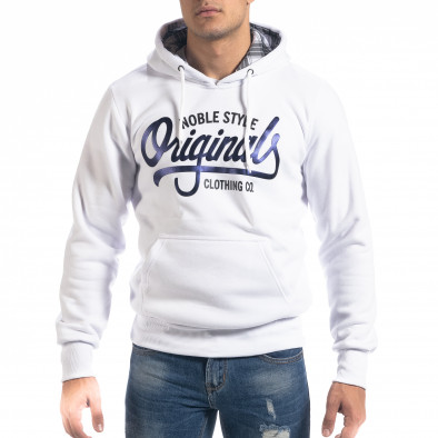Ανδρικό λευκό φούτερ hoodie με πριντ Originals it071119-63 2