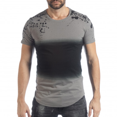 Ανδρική γκρι κοντομάνικη μπλούζα με διακοσμητικές πιτσιλιές it040219-121 3