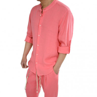 Ανδρικό ροζ λινό πουκάμισο Duca Homme DU140206 it120422-7 4