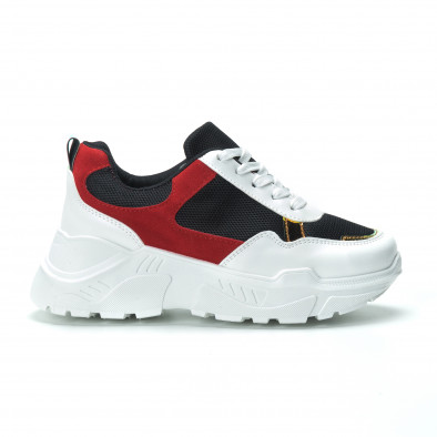 Γυναικεία κόκκινα- μαύρα sneakers με πλατφόρμα it250119-39 2