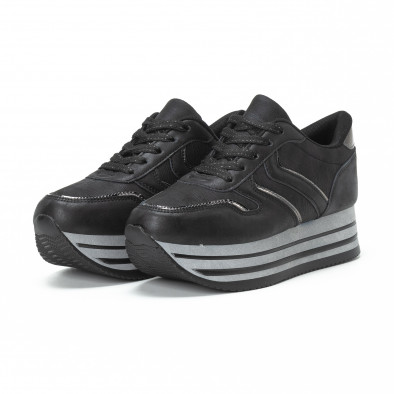 Γυναικεία μαύρα sneakers με δίχρωμη πλατφόρμα it150818-31 3