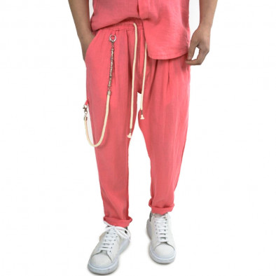 Ανδρικό ροζ λινό παντελόνι Duca Homme DU140209 it120422-12 2