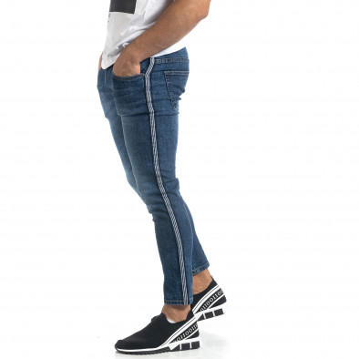 Cropped ανδρικό γαλάζιο τζιν με ρίγα Slim fit it041019-26 4