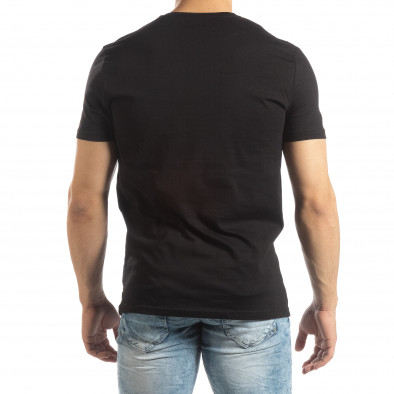 Ανδρική μαύρη κοντομάνικη μπλούζα με διακοσμητικά απλικέ it150419-69 3