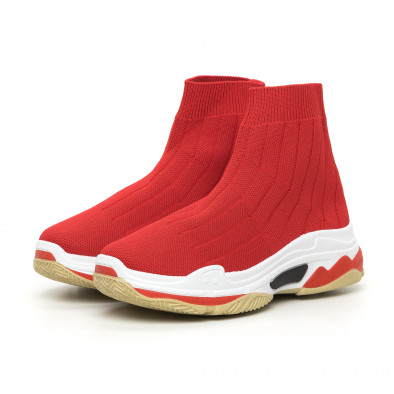 Γυναικεία κόκκινα πλεκτά αθλητικά παπούτσια Slip-on it130819-46 3