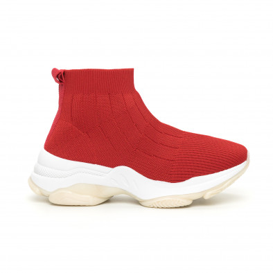 Γυναικεία κόκκινα πλεκτά αθλητικά παπούτσια Slip-on it130819-48 2
