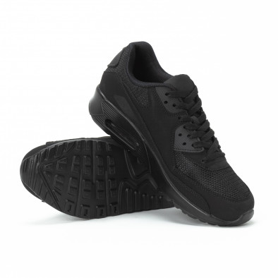 Ανδρικά μαύρα All black αθλητικά παπούτσια με σόλες αέρα it150818-16 4