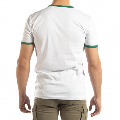Ανδρική λευκή κοντομάνικη μπλούζα με πολύχρωμες ρίγες it150419-59 3